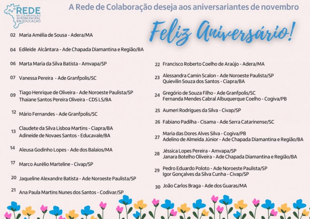 Nossa celebração aos aniversariantes do mês de novembro!